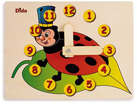 Dida - Lernuhr Für Kinder - Marienkäfer - Spielerisch Die Uhrzeit Lernen, Eine Kinderlernuhr Aus Holz Für Den Kindergarten, Die Vorschule Und Zu Hause