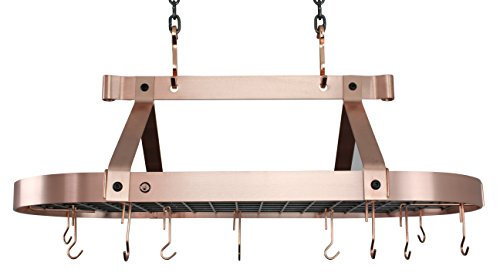 Enclume Oval Ceiling Pot Rack, Brushed Copper, 36