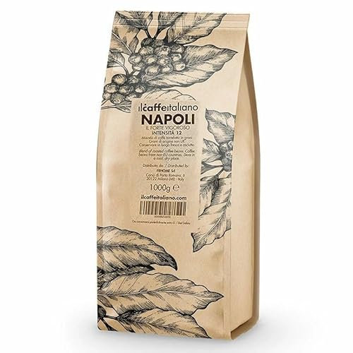 FRHOME - 1 kg de grains de café - Cafè Mélange Napoli intensité 12 - Il caffè italiano