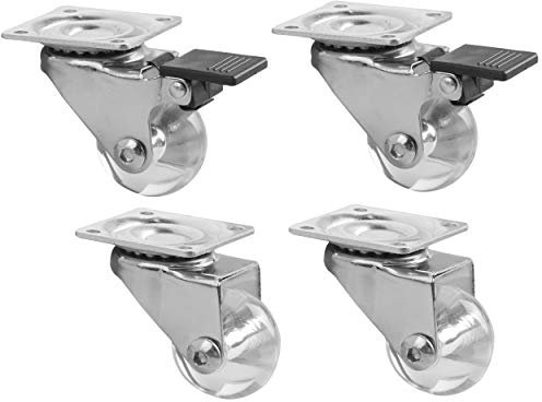 HRB Möbelrollen, 4 Stück 35 mm, Transparent Transportrollen Gesamttragkraft 100 kg