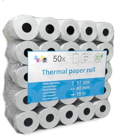 Lot de 50 rouleaux de papier thermique compatible TPE Ingenico iWL220 pour cartes de crédit Rouleaux de papier pour terminal de paiement électronique