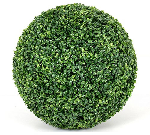 Flikool Künstliche Buchsbaumkugel Grün Dekogras Topiary Künstliche Buchskugel Buchsbaum Kunstpflanze Gras Künstliche Pflanzen - Außendurchmesser 20cm