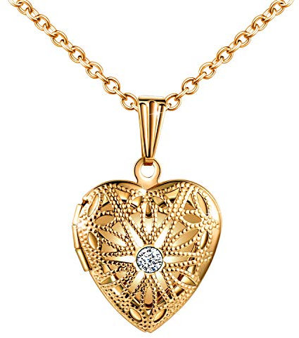MicLee Collier Photo Femme Fille, Pendentif cœur en Acier Inoxydable, Parent-Enfant Motif ajouré Lettrage Pendentif, Cadeau pour Maman, Anniversaire et Noël