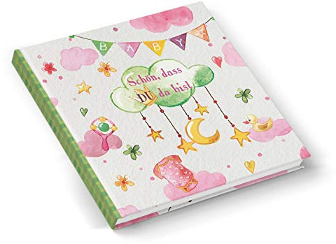 Logbuch-Verlag Babybuch rosa grün Schön, dass du da bist Mädchen Geschenk Geburt Taufe Babytagebuch zum Einschreiben leer quadratisch