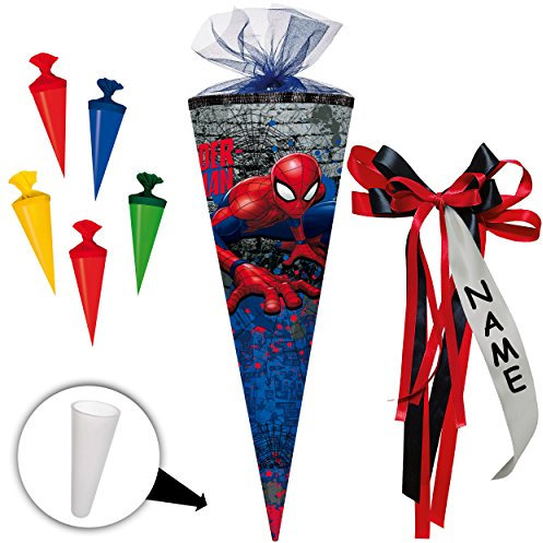 alles-meine.de GmbH stabile Spitze - aus Kunststoff - verschiedenes Zubehör frei wählbar - passend für Set Schultüte + 5 kleine Zuckertüten - Spider-Man/Spiderman - 22 / ..