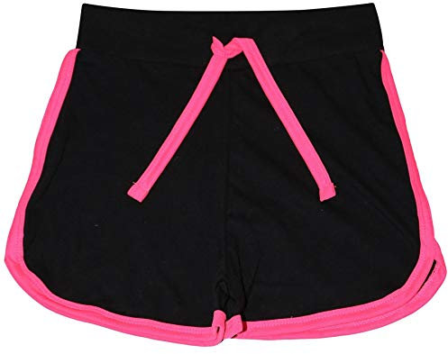 A2Z 4 Kids Girls Shorts 100% Cotton Dance Sports Trendy Fashion Summer Hot Short - Girls Shorts 426 Black N Pink 9-10
