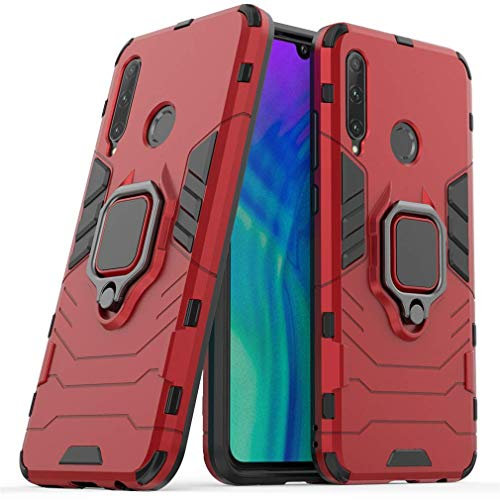 MRSTER Huawei P Smart Z Custodia, Armor Custodia con 360 Gradi Girevole Anello, Silicone TPU e PC Doppio Strato Bumper Protettiva Cover per Huawei P Smart Z. HB Red