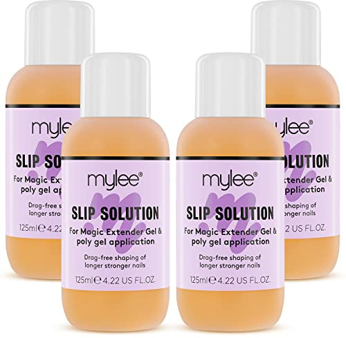 Mylee Slip Solution 125ml – For Magic Extender Gel, Builder Gel, UV/LED Nail Tips & Extensions, Liquid Solution (4 Bottles)