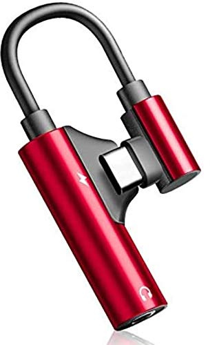 Tec-Digi Lightning to 3.5 mm Headphone Jack Adapter Music & Charge Compatible with all iPhones including 8/8 Plus/X/Xr/Xs/7/7 Plus,Support iOS 11,10.3 and More –Red