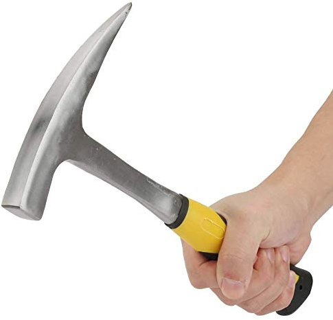 Geological Hammer, Double Headed Hammer with Rubber Handle Flat Head Brick Hammer Duckbill Hammer Geological Chipping Hammer Fossil Tool