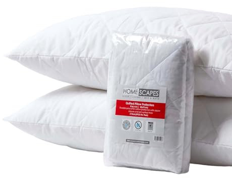 HOMESCAPES Paquete de 2 fundas de almohada acolchadas de tamaño King, supersuaves, hipoalergénicas y antiácaros, con acolchado de diamante, extra grande, 50 x 90 cm