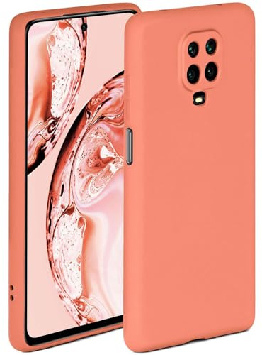 Oneflow - Cover morbida, compatibile con Redmi Note 9 Pro, in silicone, bordo rialzato per la protezione dello schermo, a doppio strato, colore: corallo opaco