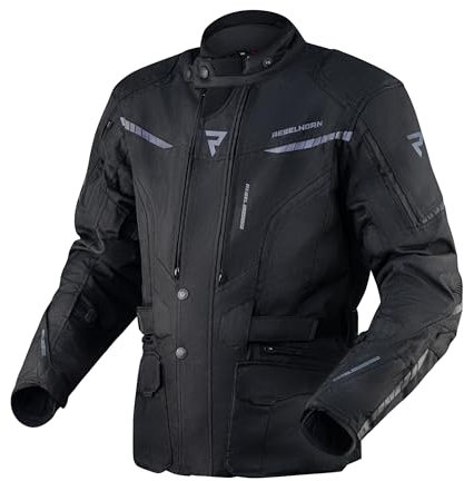 REBELHORN Hiker III Motorradjacke Herren | Textil | Reissa Membran | Ellbogen und Schulterprotektoren Stufe 2 | Rückenprotektor Tasche | 10 Belüftungskanäle