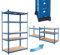 ECD Germany Estantería de taller 200x100x50 cm Azul Galvanizada Estante Industrial Resistente Garaje Almacenamiento de 5 Baldas MDF Capacidad carga 875kg Banco Metálico sin Tornillos Altura Ajustable