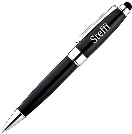 Your Gravur - Kugelschreiber mit Gravur | Chef - personalisierter Kugelschreiber mit Touchpen - gravierter Kugelschreiber als Geschenkidee - Kulli mit Gravur - Schwarz