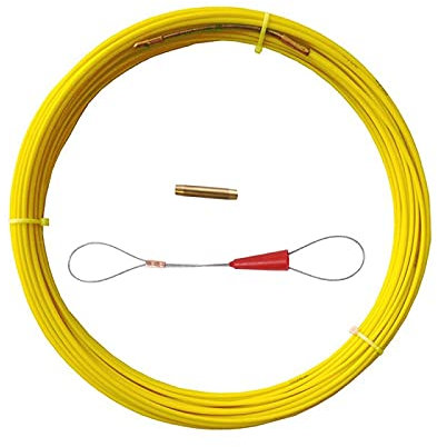 Tige de conduit en fibre de verre 4 MM ruban de poisson en fibre de verre Rodder de câblage extracteur de bobine de conduit extracteur de câble extracteur de câble en cours d'exécution jaune 20 M
