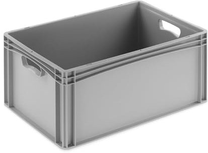 DIE BOX FABRIK Eurobehälter 600x400x270mm | geschlossene Box | Aufbewahrungsbox | Kunststoff Kisten | Lagerbehälter mit Griffen | robuste Stapelbox | Eurokiste | Mehrwegbehälter