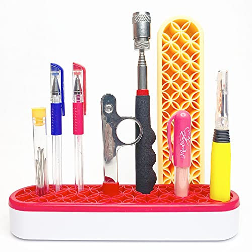 Madam Sew Aufrechte Nähwerkzeuge Caddy Schreibtisch-Organizer für Bastel- und Quilt-Zubehör hält Schere, Nahttrenner und Marker – Tisch-Nähzubehör Aufbewahrungs-Organizer (rot)