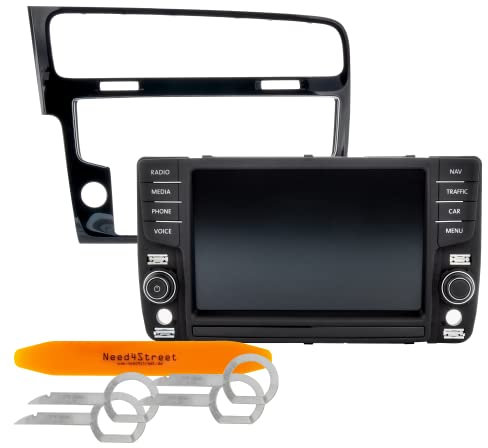 Need4Street Bedieneinheit mit Radioblende zur Nachrüstung des 8 Zoll Displays, schwarz, Umrüstsatz kompatibel mit VW Golf 7, geeignet für Discover Media und Composition Media, MIB2