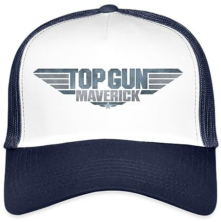 Spreadshirt Top Gun Maverick Logo Trucker Cap, One Size, Weiß/Navy