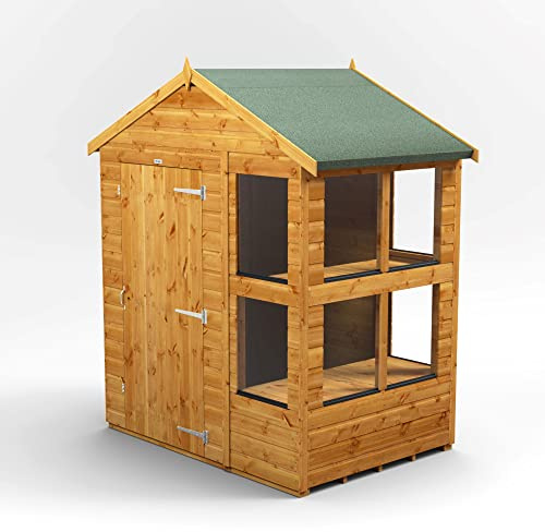 Powersheds High Grade Premium Apex Potting Potting Greenhouse Wooden Shed with Security Features, PVC Window sills, Door & Window Flexibility, made from 12mm Extra Thick Timber & Toughened Glass