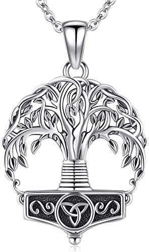 Baum des Lebens Kette 925 Sterling Silber Wikinger Keltischer Knoten Halskette Lebensbaum Kette Anhänger Schmuck für Damen Mädchen