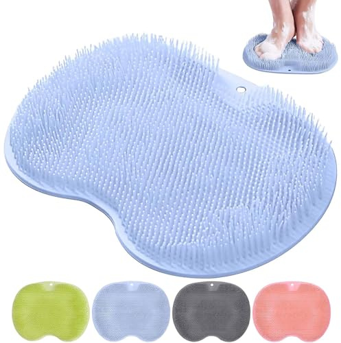 Tapis de Bain en Silicone, Brosse Pieds Douche avec Ventouses Antidérapantes, Nettoie Exfolie et Masse les Pieds Sans se Pencher, Coussin de Massage pour le Soin des Pieds, la Relaxation