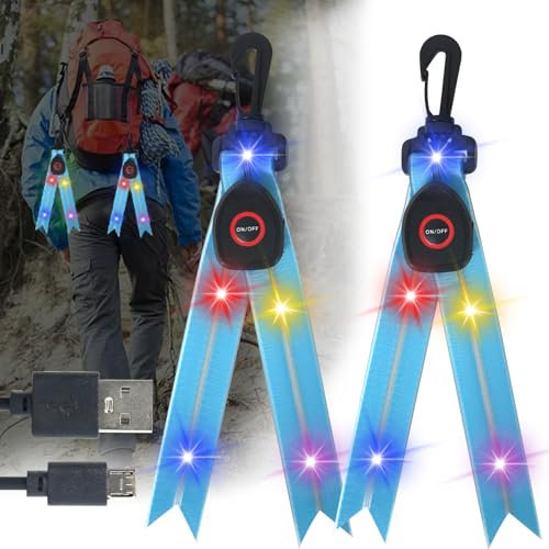 Sunwuun LED Blinklicht Schulranzen Kinder, LED Reflektoren Blinklicht Aufladbar USB-aufladbare Kinder Sicherheitslicht,Schulranzen Licht für Schulkinder, Spaziergänger,Jogger,Radfahrer.