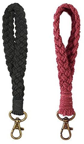 AOKSUNOVA 2X Schlüsselanhänger Band Boho Schlüsselband Frau Makramee Schlüssel Anhänger Lanyard Schlüsselbund
