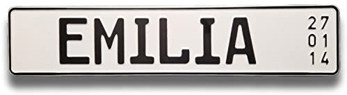 1 Geburtstagsschild | Namensschild individuell angefertigt mit Namen und Geburtsdatum (weiß schwarze Schrift)