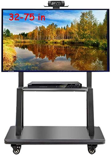 TV Mount TV Cart for 32-75 Inch TV - Rolling Trolley Mount TV Stand for Flat Screen TV with Wheels and Shelf, Black,120 KG