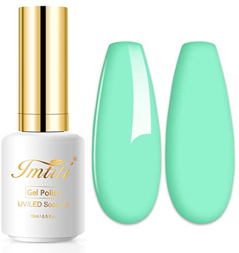 Imtiti Pastell Grün UV Nagellack, 1 Pcs 15ML Pastel gel Nagellack Soak Off Led Gel Nail Polish Frühling Sommer Ostern DIY Nagel Kunst Starter Maniküre Salon Gellack Kit