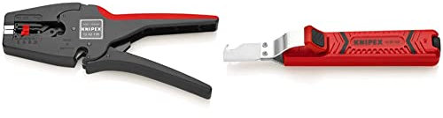 Knipex MultiStrip 10 Automatische Abisolierzange 195 mm 12 42 195 & Abmantelungswerkzeug mit Schleppklinge schlagfestes Kunststoffgehäuse 165 mm 16 20 165 SB