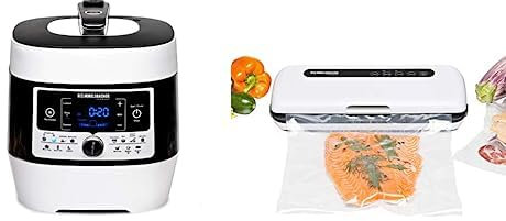 ROMMELSBACHER SOUS VIDE SET - bestehend aus Elektrischer Dampfdruck- & Multikocher MD 1000 & Vakuumierer VAC 110 mit vollautomatischer Vakuumierung & Versiegelung