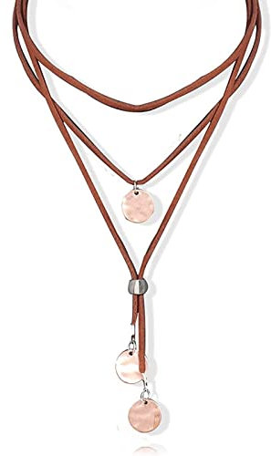 YANCHUN Long Boho Necklace for Women Suede Choker Necklace Bohemian Layered Leather Rope Turquoise Coin Pendant Necklaces Boho Jewelry Gifts (Long Boho Necklace Pink)