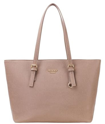 Princely London Shopper Beverly Medium - Stylische Handtasche Damen - Geräumige Shopper-Tasche mit Reißverschluss & Innenfächern - Braun/Cappuccino