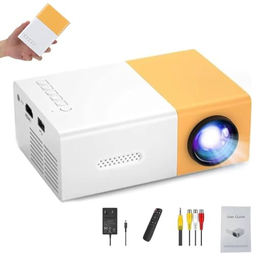 Portaflixx Projector,Portaflixx Pocket Projector 2.0,1080P HD Movie Projector,Smart Household Use Mini Portable Projector,with Wifi and Bluetooth,Compatible with IOS,Android,Laptop,etc. (Yellow)