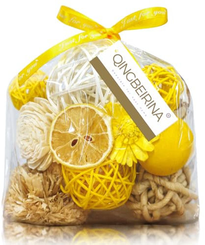 Qingbei Rina Decorative Balls for Bowls,Assorted Vase Filler for Centerpieces,Wicker Rattan Balls Decorative Orbs Woven Spheres,Bowl Fillers for Home Decor,Wedding,Mother's Day(Yellow Lemon)