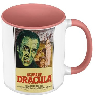 Scars of Dracula Vintage Movie Poster Vintage Horror Vintage Movie Poster - Colour Mug with Handle and Coloured Interior - Pink Premium Quality Colour Mug