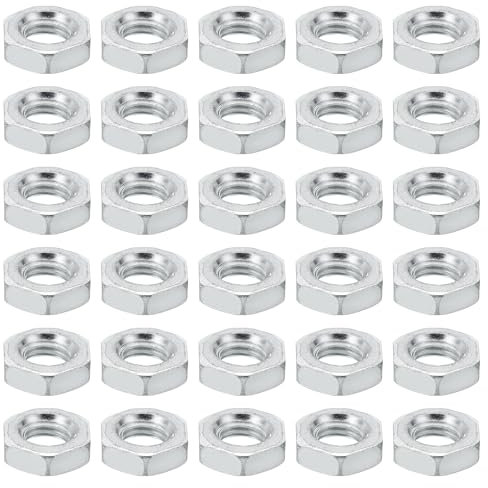 PATIKIL M7x1.0 Acero Hexagonales Tuercas, 100 Paquete Métrica Rosca Galvanizado Acabado Herraje Tuercas Tornillo Perno Sujetadores para Lámparas Maquinaria Reparación 4mm Altura