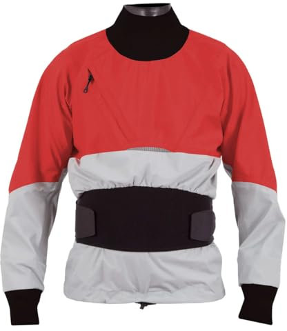 Hcclijo Men's Women Breathale Dry Cags With Double Waist Spray Waterproof Paddling Adventure Jacket Drysuit Red L