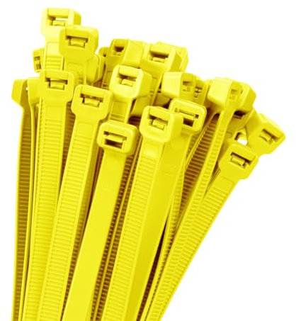 Armpow 45,7 cm gelbe Kabelbinder, robust, 100 Stück, 90,7 kg, ultra-exklusive, starke Kunststoffdrahtbinder, große Kabelbinder, extra lange Kabelbinder, für Innen- und Außenbereich, UV-beständig