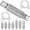 Swpeet 3 piezas tubo de escape de 2 x 7,9 pulgadas con kit de solado de escape de 2 pulgadas tubo de escape doble trenza de acero inoxidable universal para vehículos pesados y automóviles