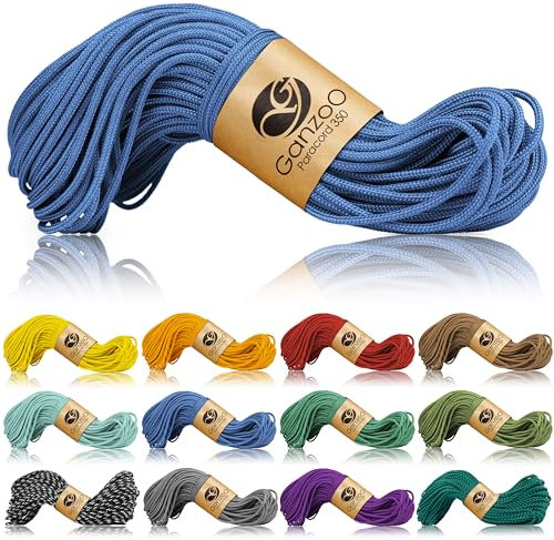 Ganzoo Paracord 350 Seil, Nylon Polyester, 2,5mm, Typ 1, 30m, Outdoor Schnur, Allzweckseil, Takelung für Armband, Hundehalsband, Hundeleine Knüpfen, Camping Survival, Ozean blau
