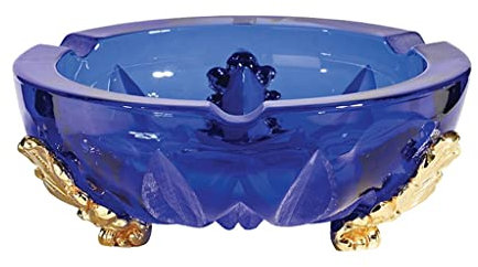 Cendrier de bureau en verre cristal bleu - Cendrier de luxe pour la maison, l'étude, le salon, la table basse - Décoration de table basse - Soucoupe à cigarettes pour la maison et le bureau