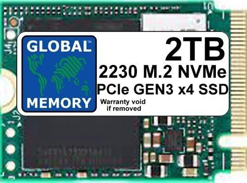 GLOBAL MEMORY Unidad de estado sólido (SSD) M.2 2230 PCIe Gen3 x4 NVMe de 2 TB para superficie Microsoft 3/4/Pro (X, 7+, 8, 9) / GO/STEAM DECK
