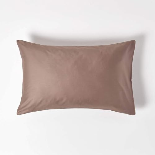 HOMESCAPES Brown Organic Cotton Pillowcase Standard Size 400TC 600 Thread Count Equivalent Housewife Pillow Case Pack of 4