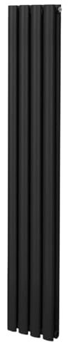 Radiador De Columna Ovalada 1600mm x 240mm Vertical | Negro | Acero | Montado en pared | Kit de fijación y soportes + Cepillo de limpieza GRATIS | Calefacción estufa calefactor