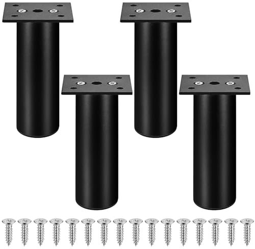 4 STK Füße für Möbelfüße Verstellbar, 12cm Sofafuße, Schrankfüße, Schrankfüsse Höhenverstellbare Stellfüße Beine für Schrank Füße Bett Füße Stühle Tisch Schreibtisch Couch füße Möbelbeine, Schwarz
