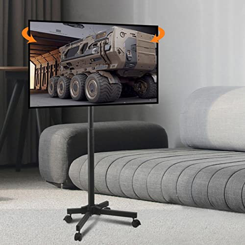 Rollbarer/mobiler TV-Wagen mit Rädern für 17-55-Zoll-Bildschirme, höhenverstellbarer rollender TV-Ständer, 0-12° Winkelverstellung, trägt bis zu 35 kg